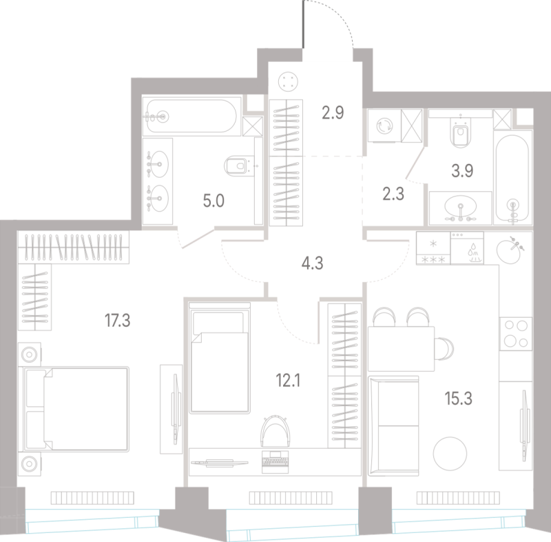 3 ккв (Евро) 63,1 м²