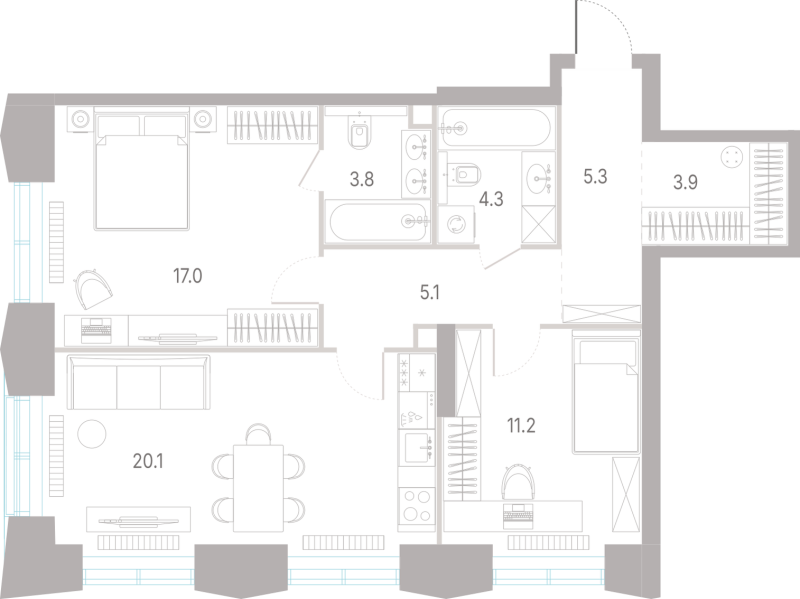 3 ккв (Евро) 70,7 м²