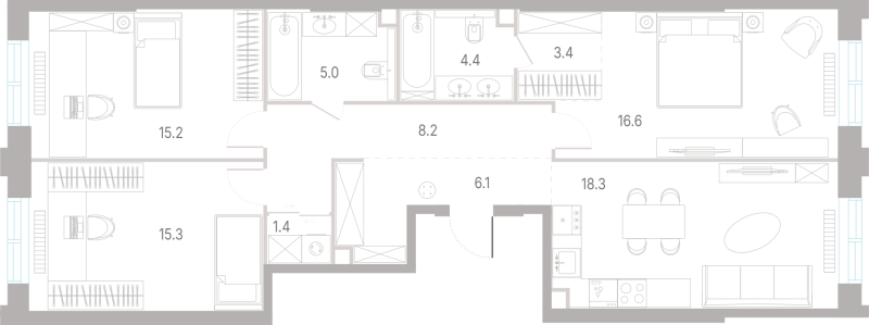 4 ккв (Евро) 93,9 м²