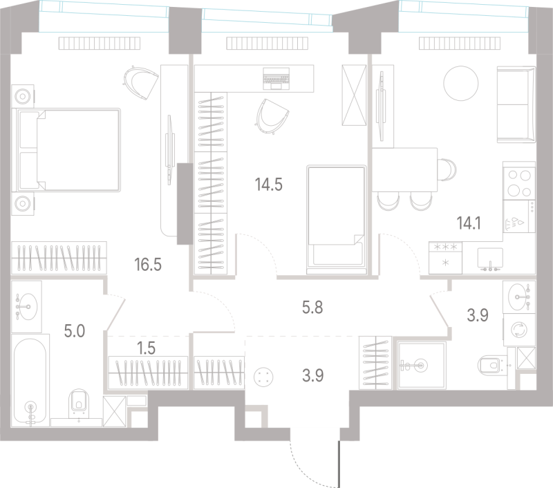 2 ккв 65,2 м²