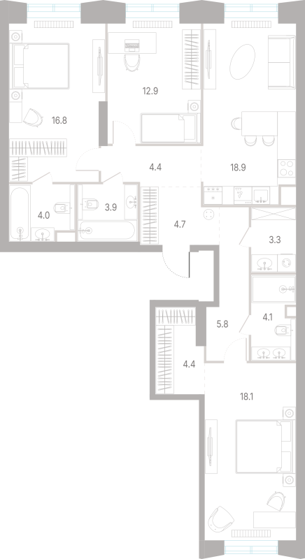 4 ккв (Евро) 101,3 м²