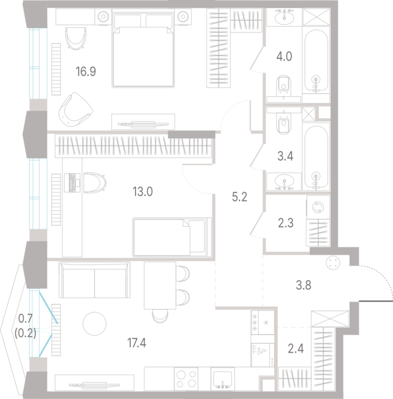 3 ккв (Евро) 68,6 м²