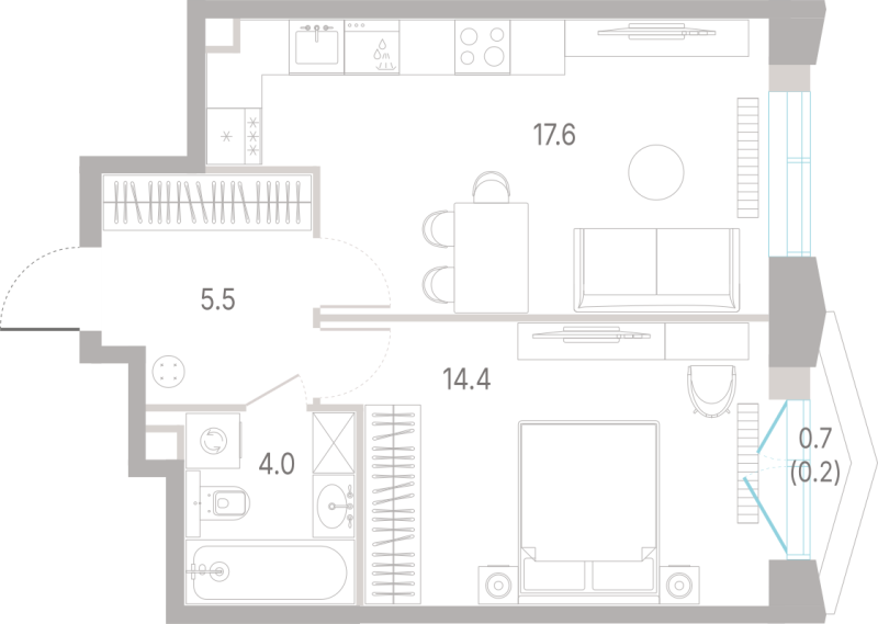 2 ккв (Евро) 41,7 м²
