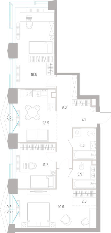 4 ккв (Евро) 88,5 м²