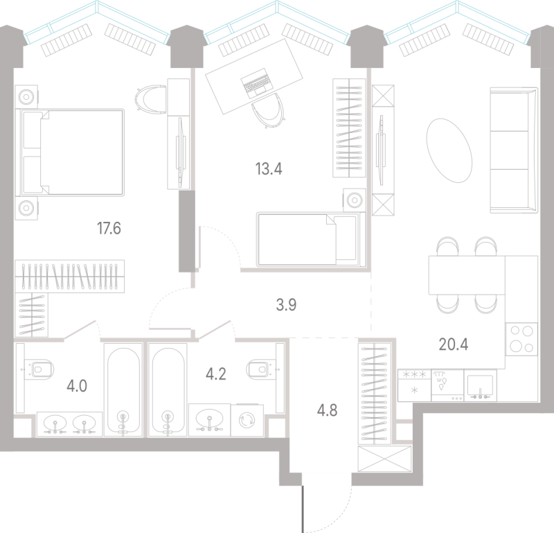 3 ккв (Евро) 68,3 м²