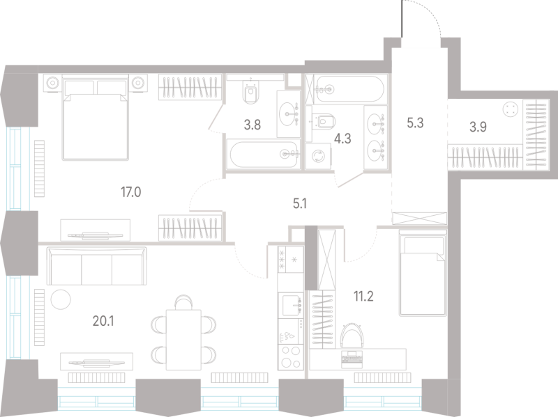 3 ккв (Евро) 70,7 м²