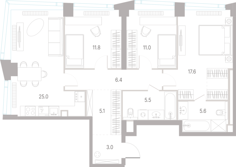 4 ккв (Евро) 91 м²