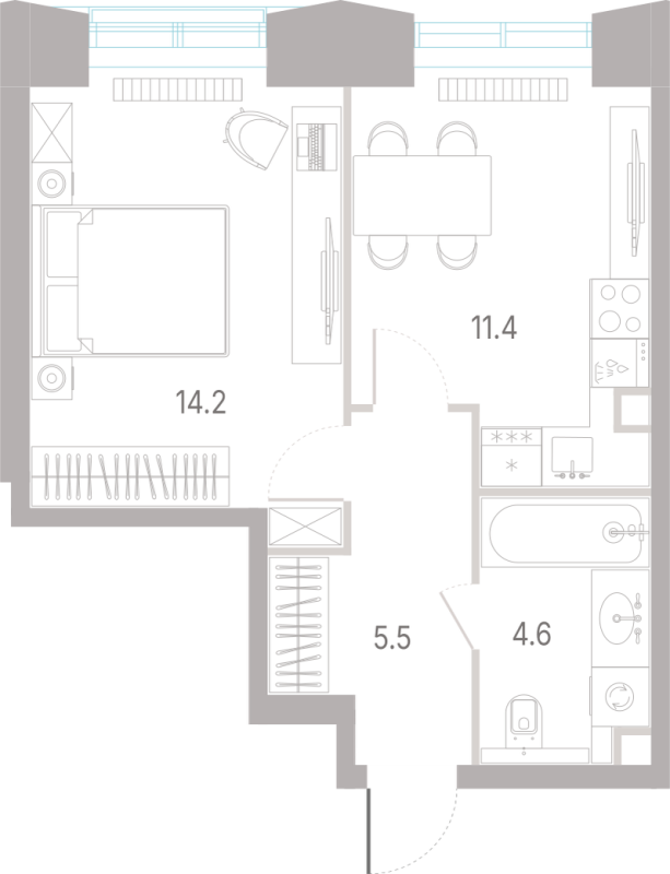 1 ккв 35,7 м²