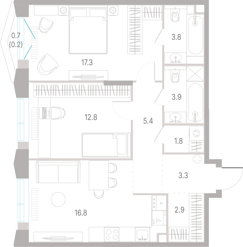 3 ккв (Евро) 68,2 м²