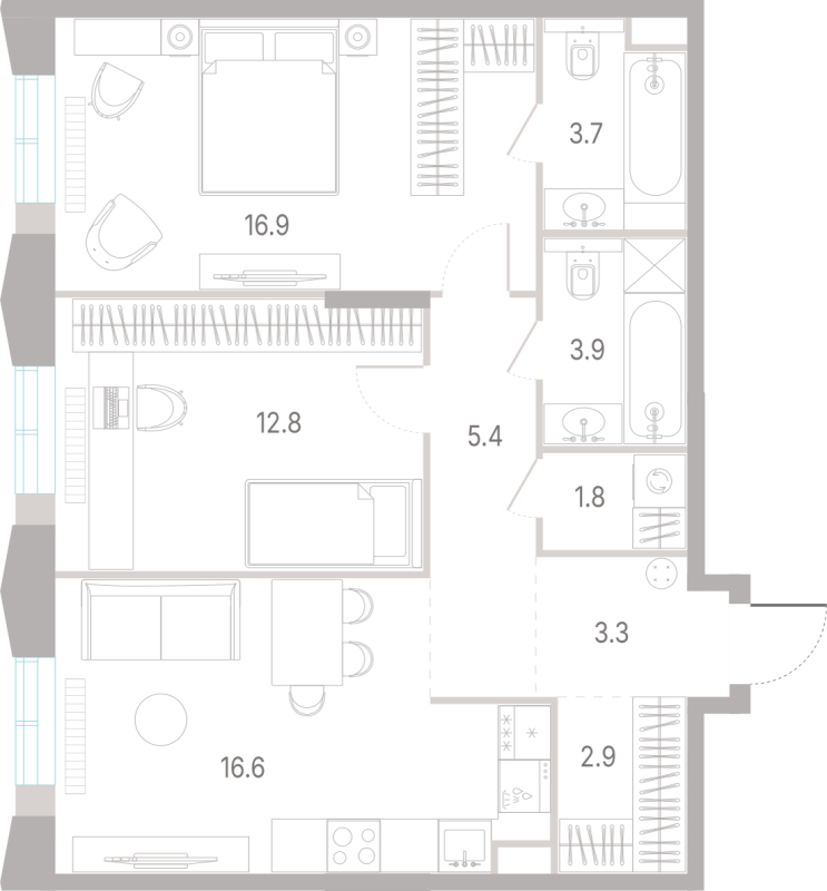 3 ккв (Евро) 67,3 м²