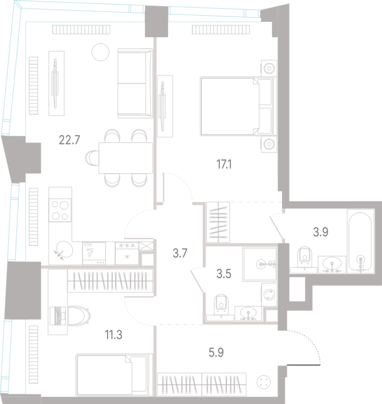 3 ккв (Евро) 68,1 м²