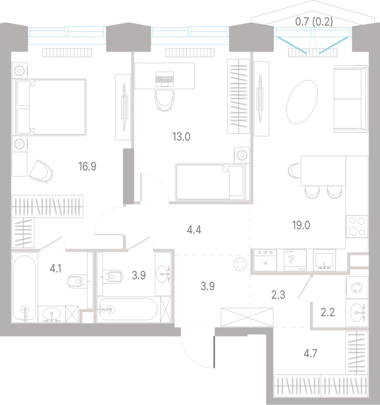 3 ккв (Евро) 74,6 м²