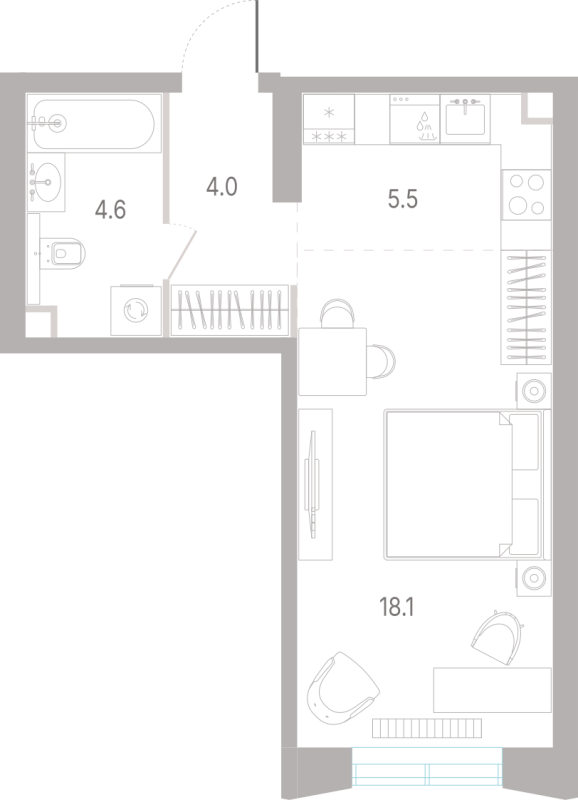 Студия 32,2 м²