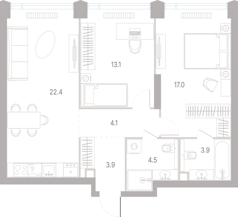 3 ккв (Евро) 68,9 м²