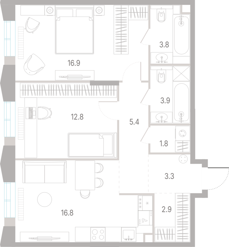 3 ккв (Евро) 67,6 м²