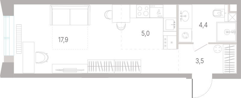 Студия 30,8 м²