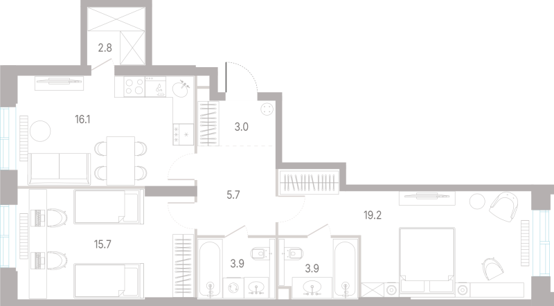 3 ккв (Евро) 70,3 м²