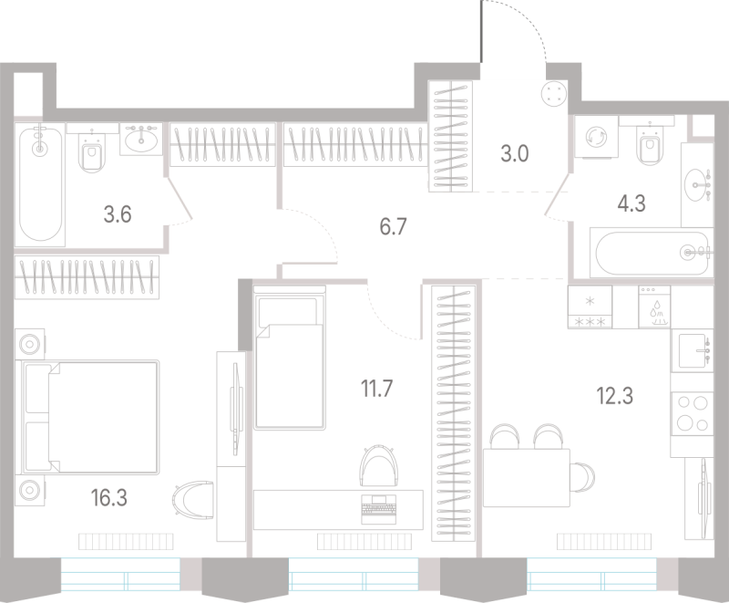 2 ккв 57,9 м²