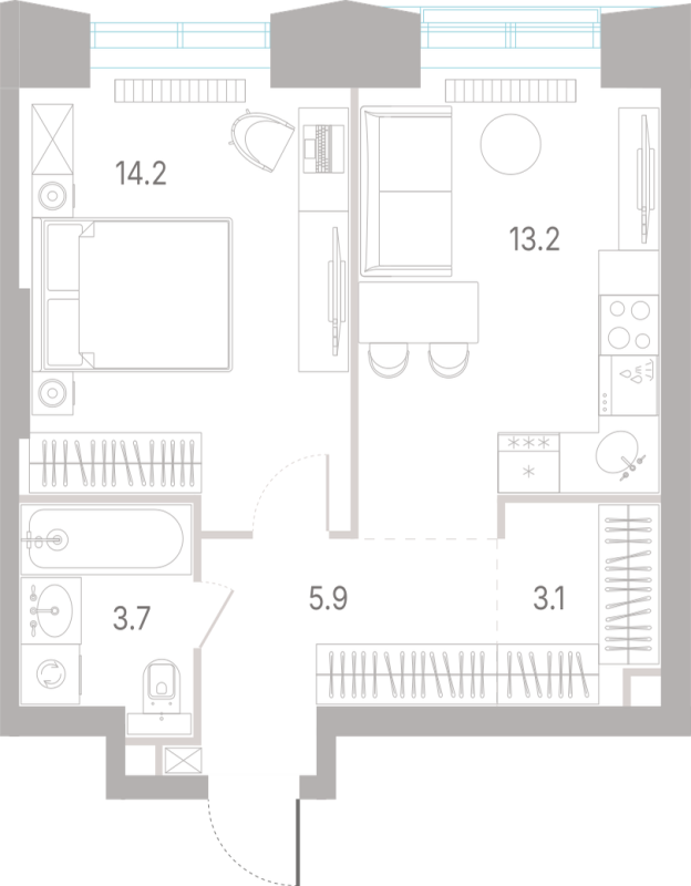 1 ккв 40,1 м²
