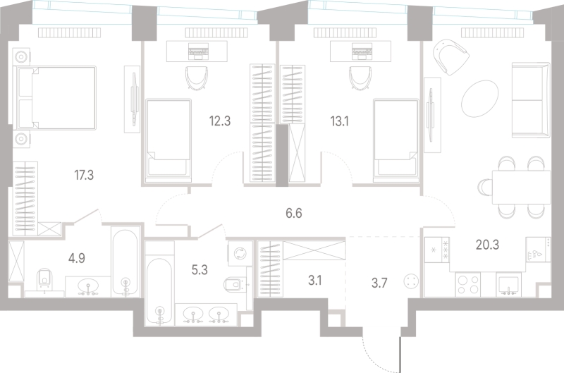 4 ккв (Евро) 86,6 м²