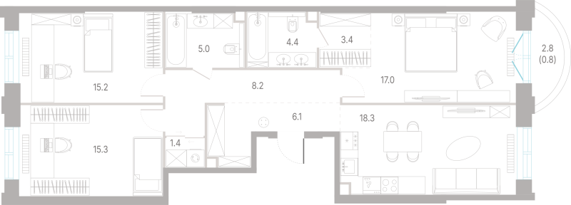 4 ккв (Евро) 95,1 м²