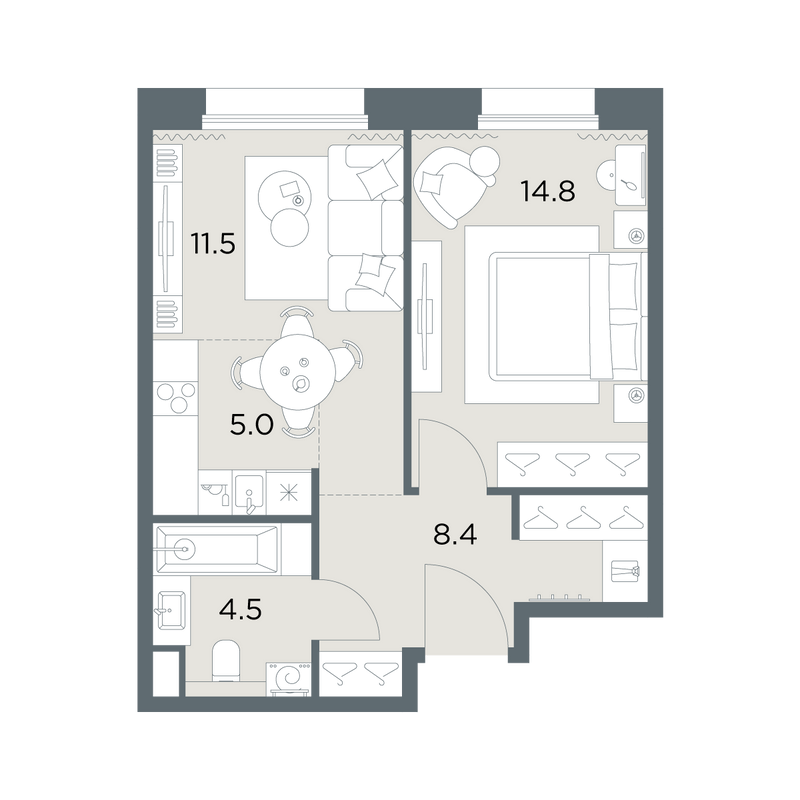 2 ккв (Евро) 44,2 м²