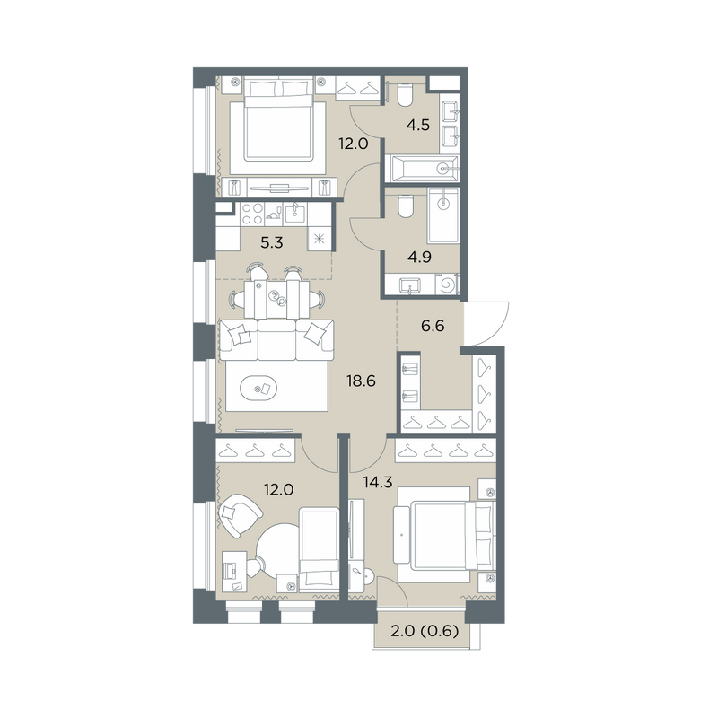 4 ккв (Евро) 78,8 м²