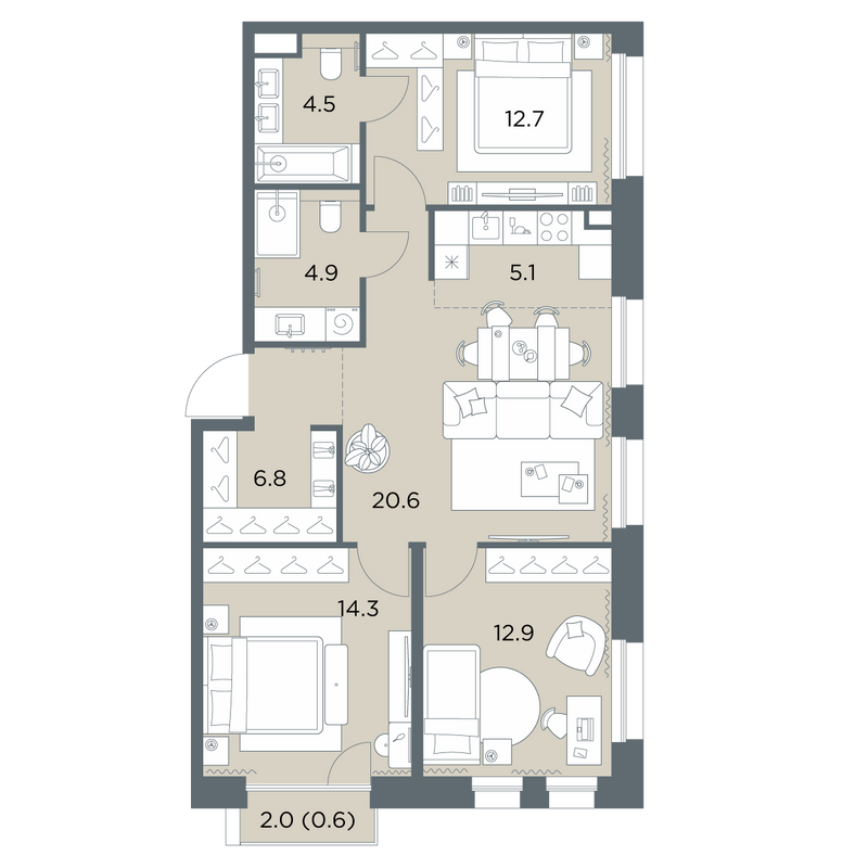 4 ккв (Евро) 82,4 м²