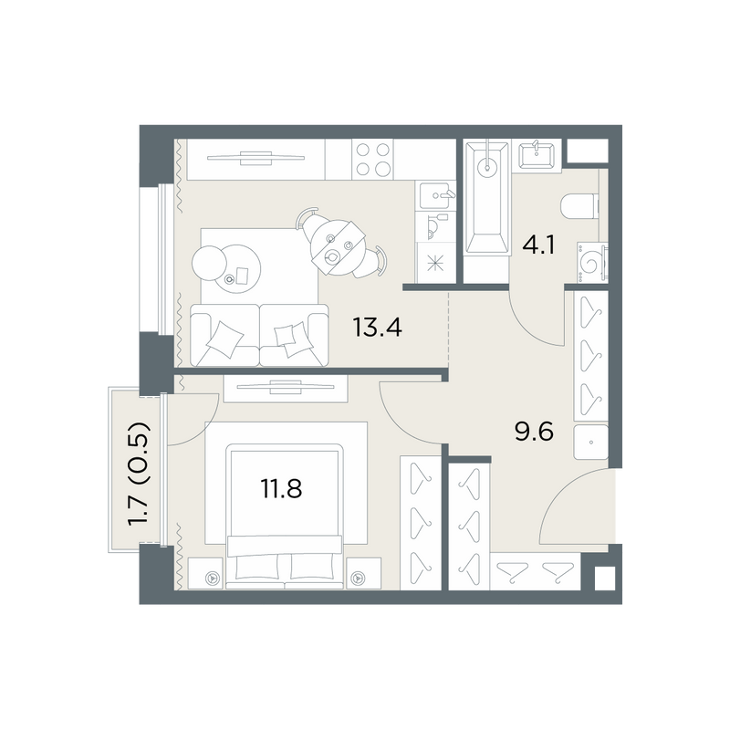 1 ккв 39,4 м²