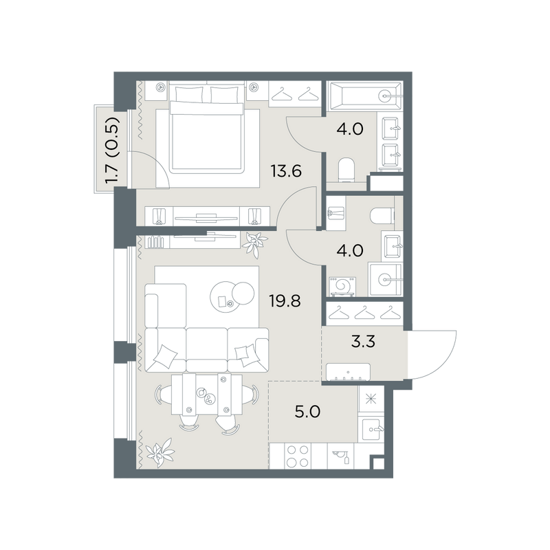 2 ккв (Евро) 50,2 м²