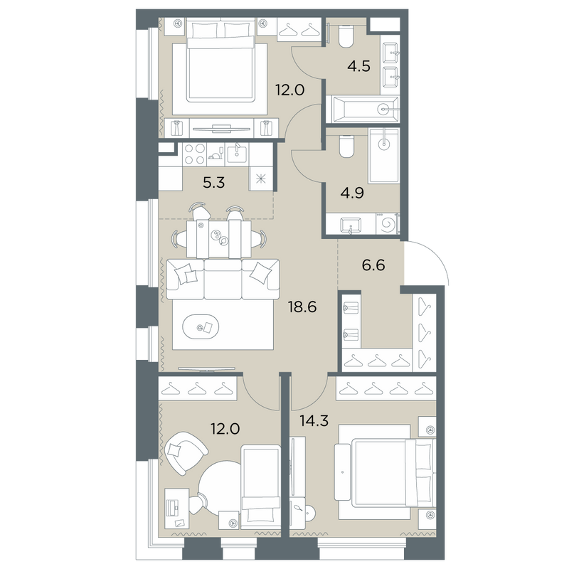 4 ккв (Евро) 78,2 м²