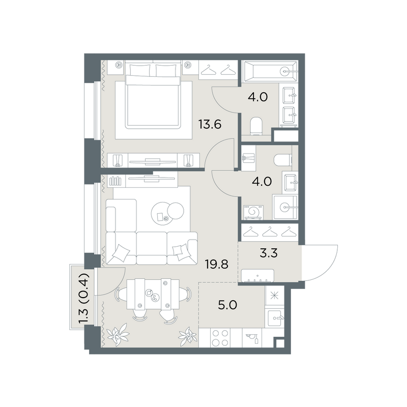 2 ккв (Евро) 50,1 м²
