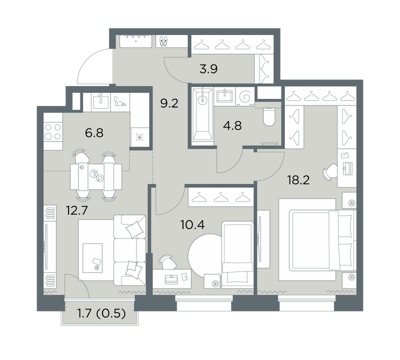 3 ккв (Евро) 66,5 м²