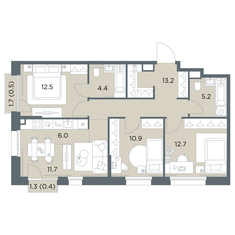 4 ккв (Евро) 77,5 м²