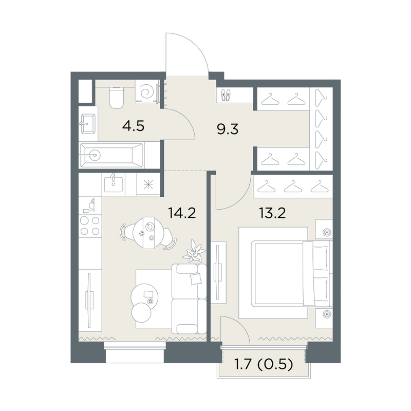 1 ккв 41,7 м²