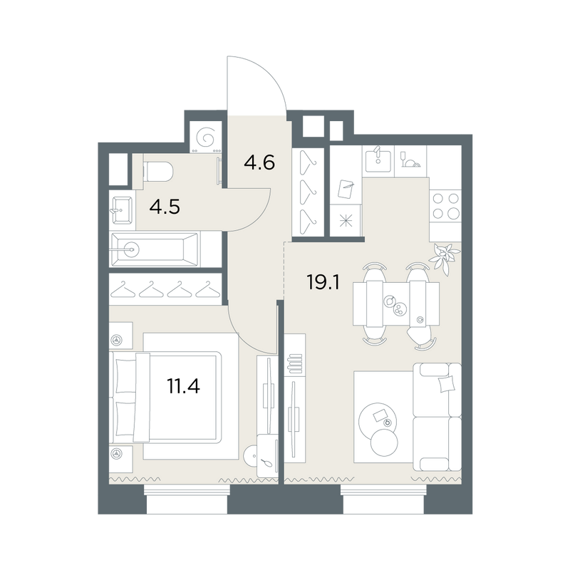 2 ккв (Евро) 39,6 м²