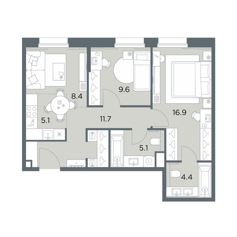 2 ккв 61,2 м²