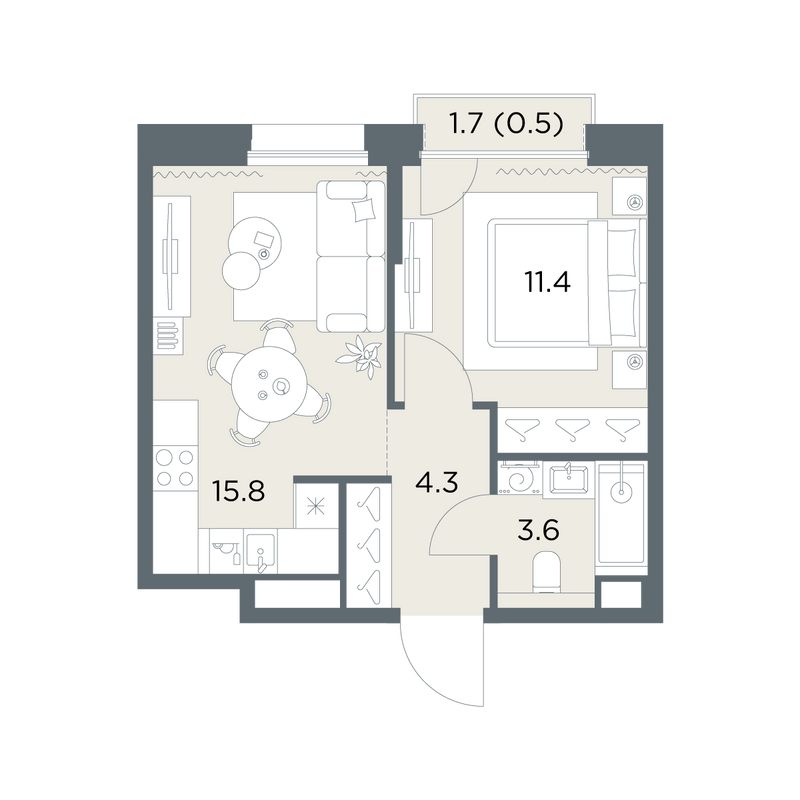 2 ккв (Евро) 35,6 м²