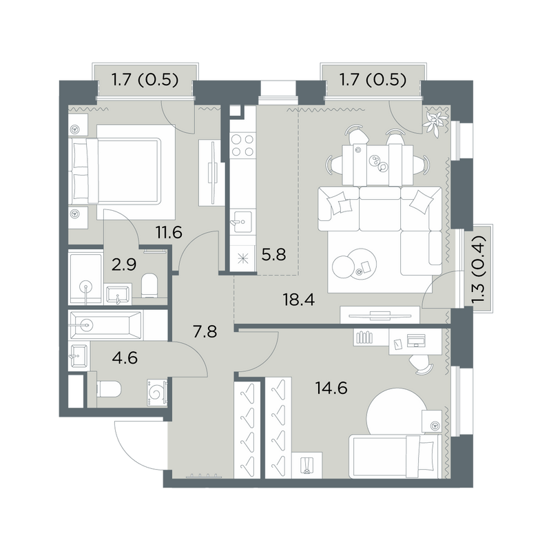 3 ккв (Евро) 67,1 м²