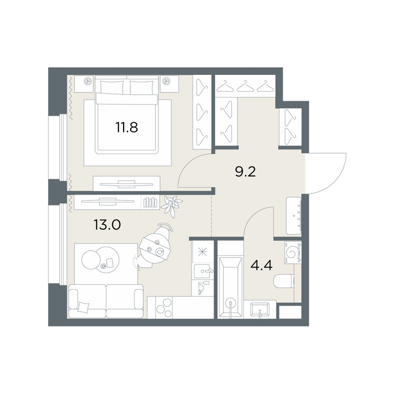 1 ккв 38,4 м²
