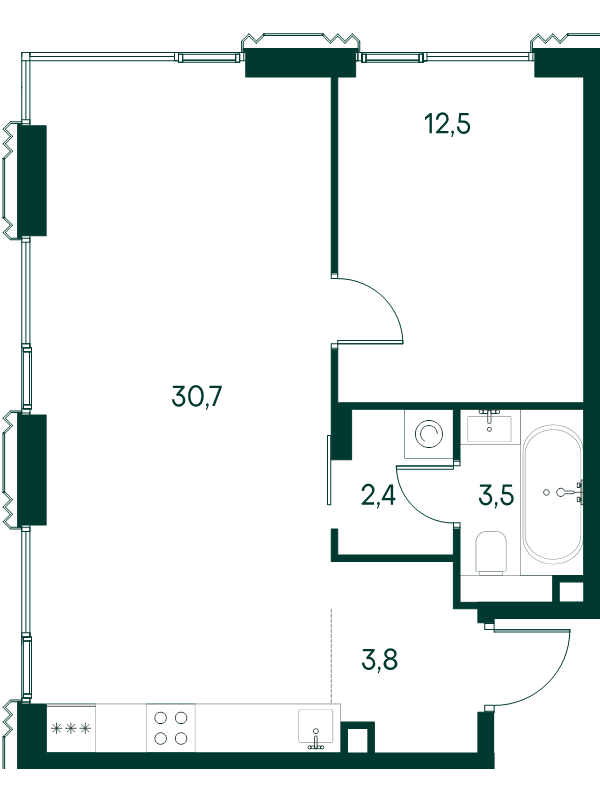2 ккв (Евро) 52,9 м²