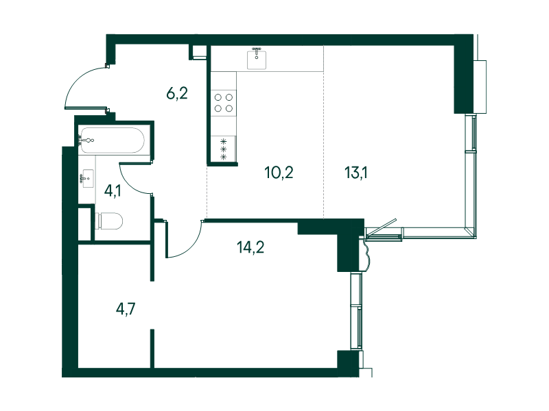 2 ккв (Евро) 52,5 м²