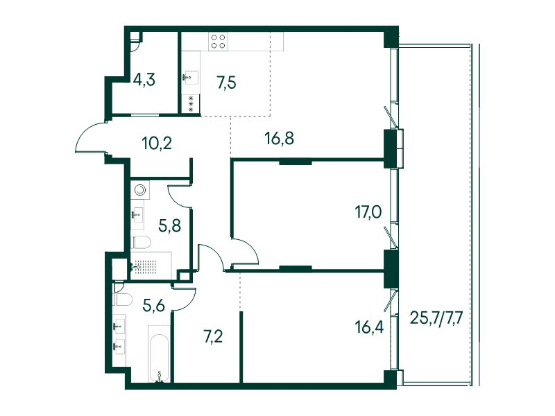 3 ккв (Евро) 98,5 м²