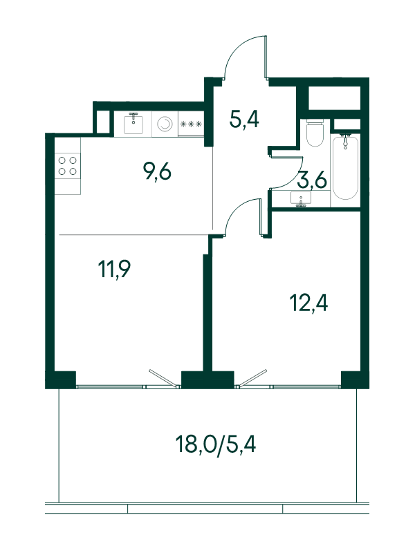 2 ккв (Евро) 48,3 м²