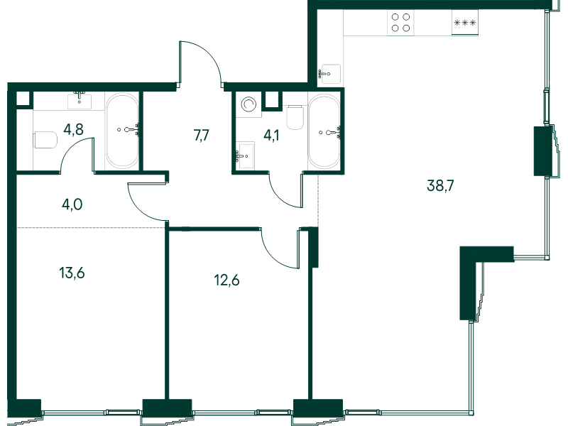 3 ккв (Евро) 85,5 м²