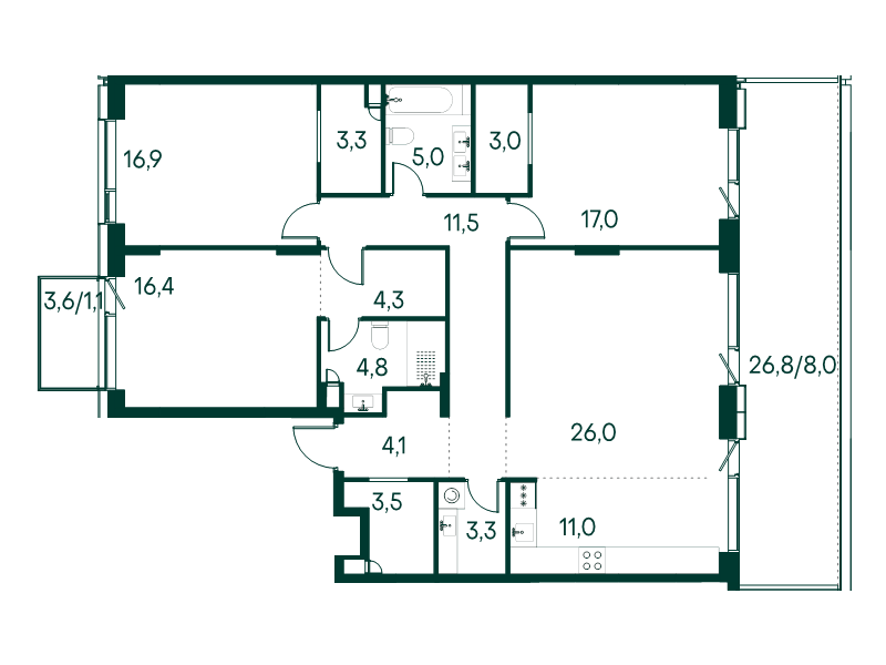4 ккв (Евро) 139,2 м²