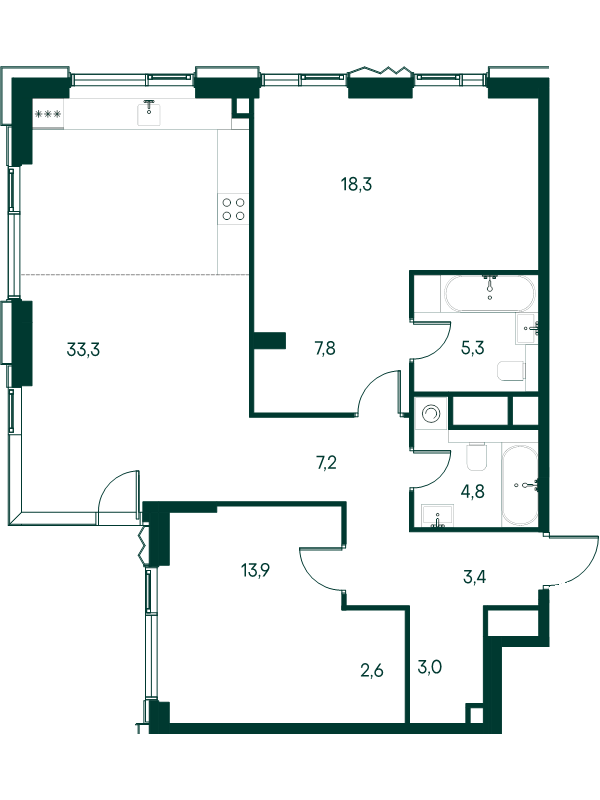 3 ккв (Евро) 99,6 м²