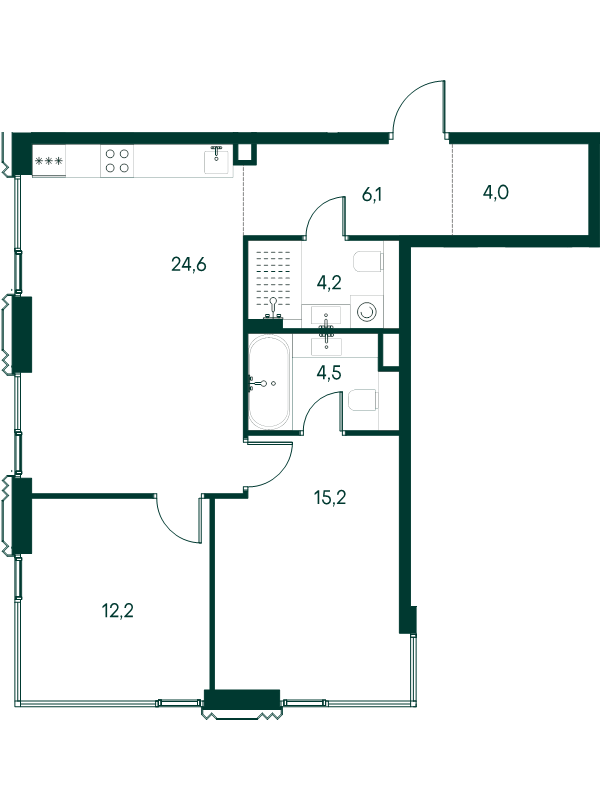 3 ккв (Евро) 70,8 м²