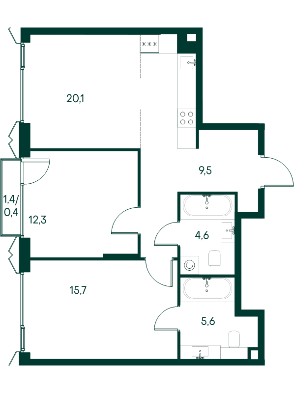 3 ккв (Евро) 68,2 м²