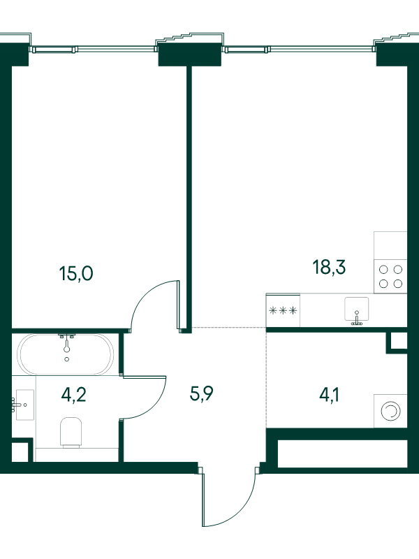 2 ккв (Евро) 47,5 м²